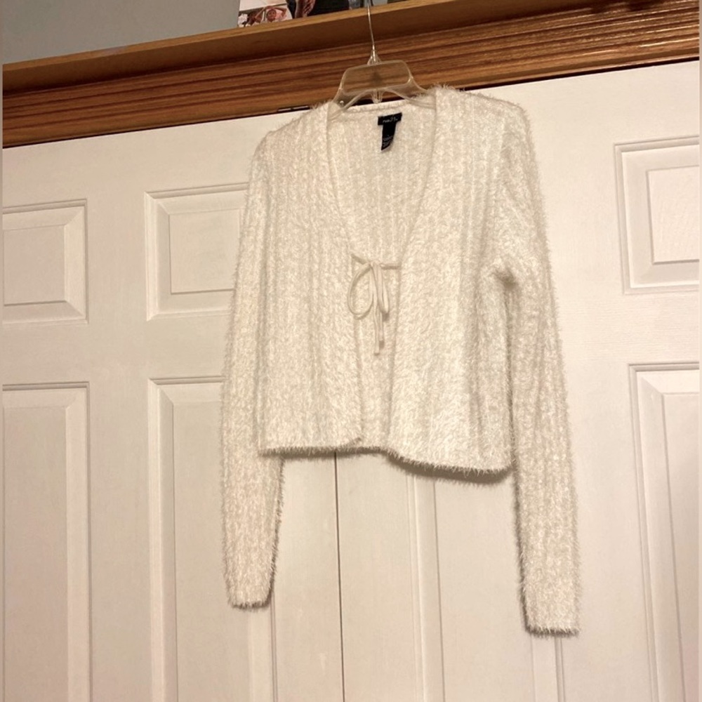 White fuzzy sweater